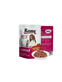 Пауч Karmy (Карми) влажный корм (пауч) для взрослых кошек, телятина в соусе 80 г