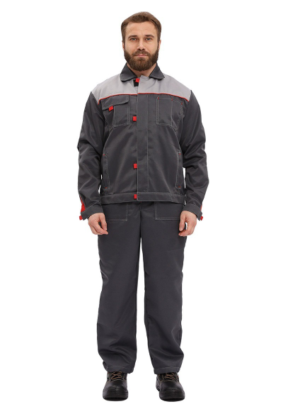 Костюм мужской "Фаворит" летний с п/к серый со светло- серым тк. Смесовая