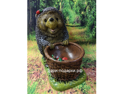 ЁЖИК  с плетёной корзиной кашпо 29*29*19см   1,4кг   полистоун Россия 1770-012584