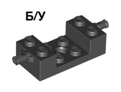 ! Б/У - Brick, Modified 2 x 4 with Wheels Holder with 2 x 2 Cutout and Hole, Black (18892 / 6097381 / 6369923) - Б/У