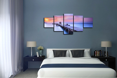 Модульная картина "Закат на причале"