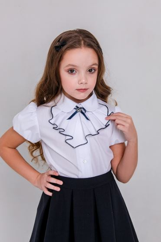 Д 5145 Блузка короткий рукав Жабо р.122-158