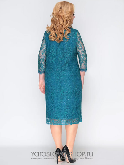 Нарядное кружевное платье бирюзового цвета  с пайетками