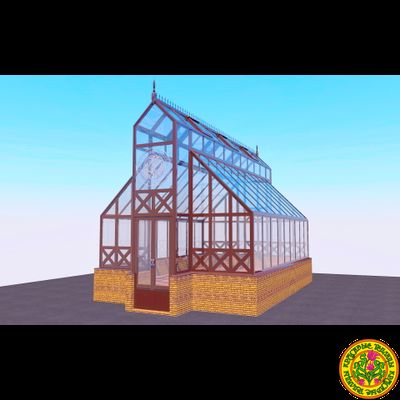 Базовая комплектация теплицы в английском стиле из стекала и алюминия ЙОРКШИР КИНГСАЙЗ размером 8000 X 4000 мм с холлом 1000 х 700 мм