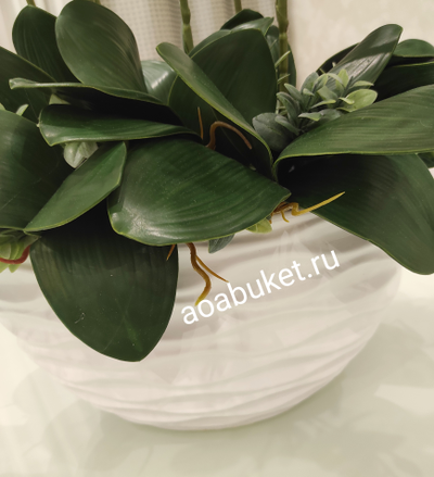 Воздушная Композиция из искусственных цветов белой орхидеи - Орхидея белая в большой вазе № ОР024