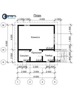 Д-07 ДАЧНЫЙ ДОМ ИЗ БРУСА: ГАБАРИТНЫЕ РАЗМЕРЫ: (6Х7М), ОБЩАЯ ПЛОЩАДЬ: 38М²