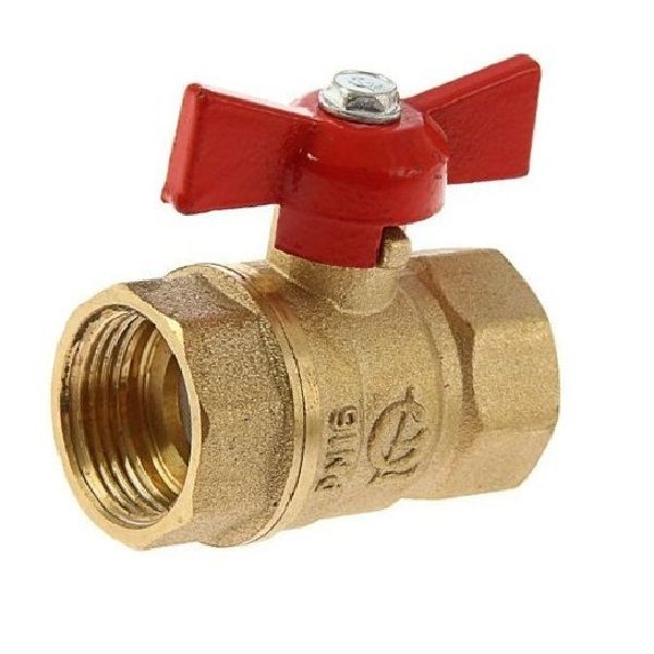 КРАН ШАРОВОЙ ЛАТУНЬ СТАНДАРТ 230 АНАЛОГ 11Б27П1 ВР БАБОЧКА КРАСНАЯ