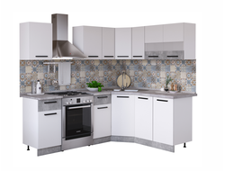 Кухонный гарнитур Модена со столешницей 1,65Х1,65м Белый/Ателье светлый