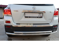 Защита заднего бампера двойная d60/53 для Toyota Highlander (2010-2014)