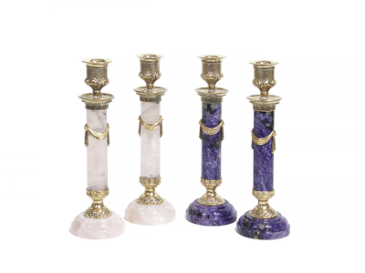 Интерьерные подсвечники из натуральных камней и бронзы