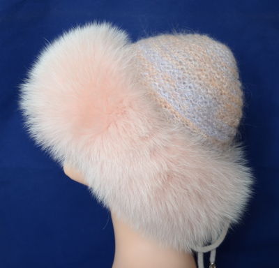 Шапка с мехом розовая Vizio Италия 5525