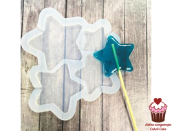 Форма силиконовая для леденцов Звездочки ассорти 4яч.