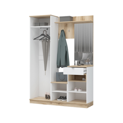 Юкки ПР 1400 Прихожая Дуб делано/Белый шагрень 1400х2000х415