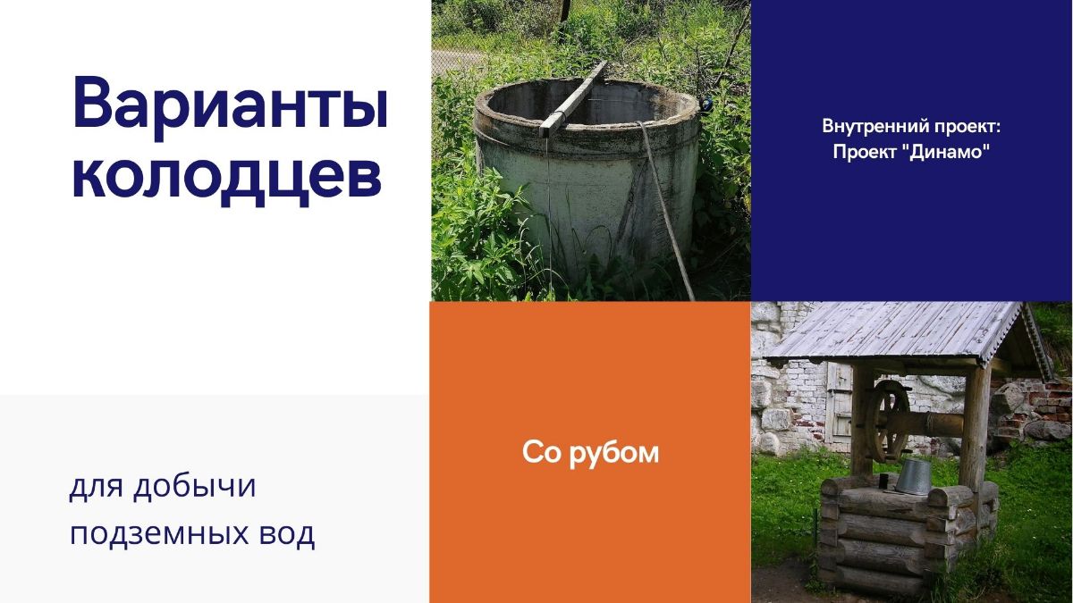 Колодцы со срубом и на кольцах