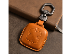 Песочный чехол (светло коричневый) для автомобильного смарт ключа Zeekr 001из натуральной кожи