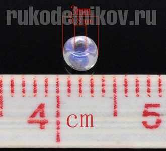 бисер 3 мм, цвет-полупрозрачный АВ, 10 гр/уп