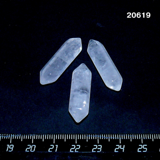Горный хрусталь натуральный (карандаш) арт.20619: двухст. - 12,6г - комплект 3шт. - 32-33мм