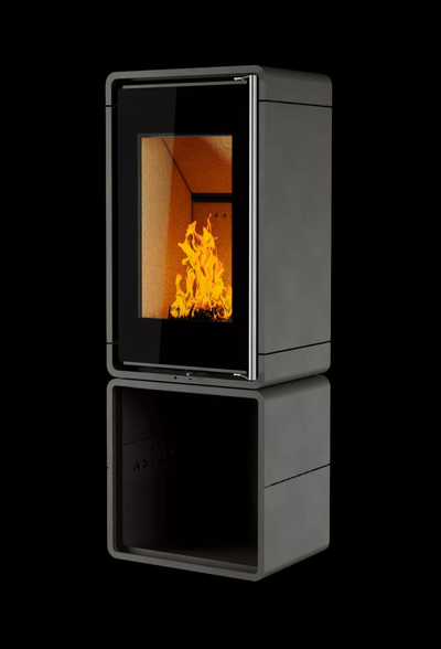 Печь-камин Куб (ПК 4581) (Мет. на дровнике)