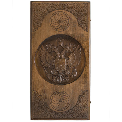 Нарды резные и шашки "Герб РФ" от мастера Григория Устяна