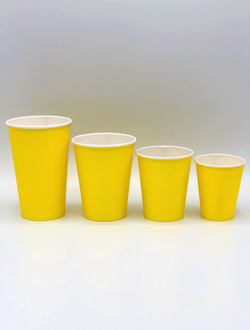 Стакан бумажный ЖЕЛТЫЙ 165, 250, 350, 400 мл. АКЦИЯ