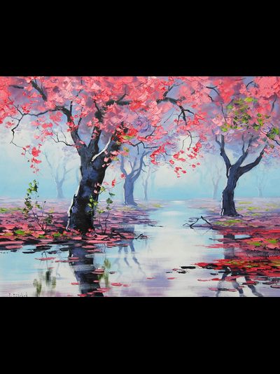 Купить греющую картину с фото репродукции Розовые деревья