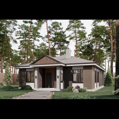 Одноэтажный дом с двумя спальнями 91.16 м² (S37)