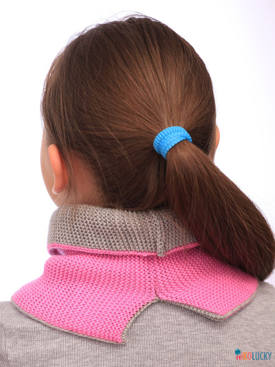 Шарф(снуд)  22-33 двойной, цвет розовый, серый размер 2