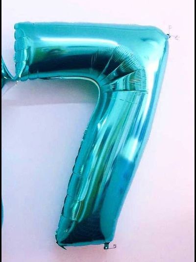 Фольгированная 7 Цифра, 100 см, бирюзовая  В НАЛИЧИИ