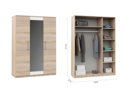 Шкаф 3-дверный Дуб сонома/Белый