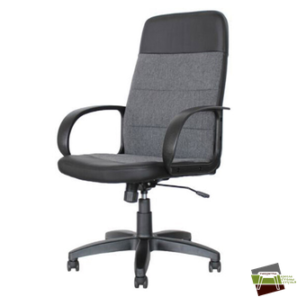 Кресло Кр58 ТГ ПЛАСТ С1(ткань серая)/ЭКО1 (экокожа черная)