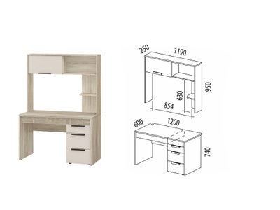 Стол с надстройкой Кашемир 900 320