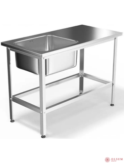 Ванна моечная цельнотянутая с раб. поверхностью ВМЦР-1-1200/600/850-с+