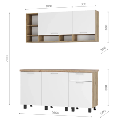 Кухня 1,6м Вика крафт/белый