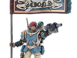 Имперская гвардия - Отпрыски Темпестус - знаменосец (Warhammer 40k) - КОЛЛЕКЦИОННАЯ ФИГУРКА 1/18 Astra Militarum Tempestus Scions Command Squad Banner Bearer (JT5130) - JOYTOY