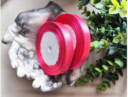 Лента атласная 1.2 см., рулон (23м.), ЯРКИЙ РОЗОВЫЙ