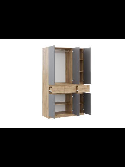 Бостон Лайт Шкаф ШК-003 (3-ств.) Дуб Крафт золотой / Серый шифер