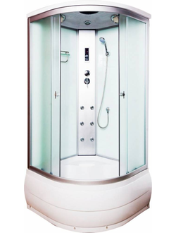 Душевая кабина Водный Мир ВМ-888 Е, Высокий поддон, задние стенка белый, передние стекла матовые, 100x100x215 см.