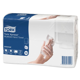 Полотенца бумажные листовые Tork Universal H2 Z-сложения 2-слойные 20 пачек по 190 листов (артикул производителя 471103)