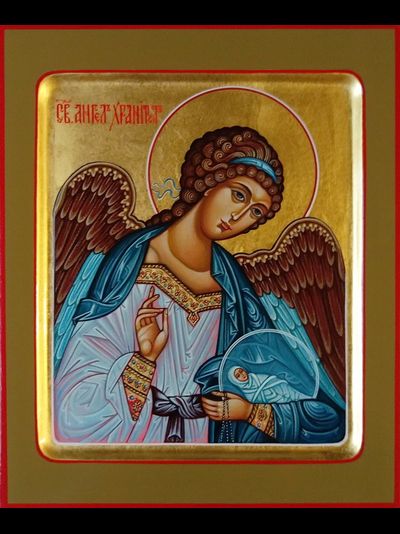 Ангел-Хранитель. Рукописная икона. 17,5х21см.