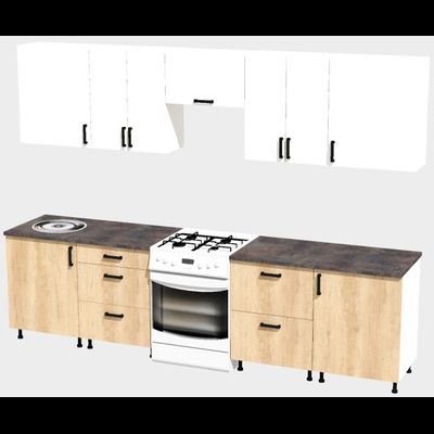 Кухня Эконом 2,4 метра (1200х1200) Цвет: Белый/Дуб Сонома