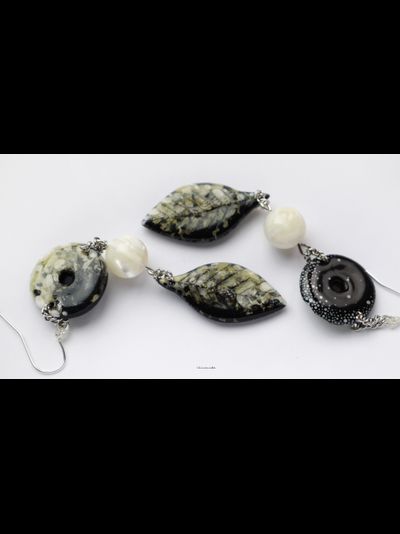 "Русалочья роща", длинные серьги с перламутром в стиле бохо-шик