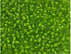 Бисер Китайский №8-318 салатовый с внутренним белым окрашиванием, 50 грамм