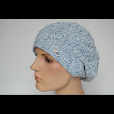 Белый берет весна - осень с голубым люрексом Vizio Италия 7078