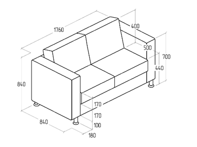 Диван Everprof Felix двухместный XL Экокожа Черный