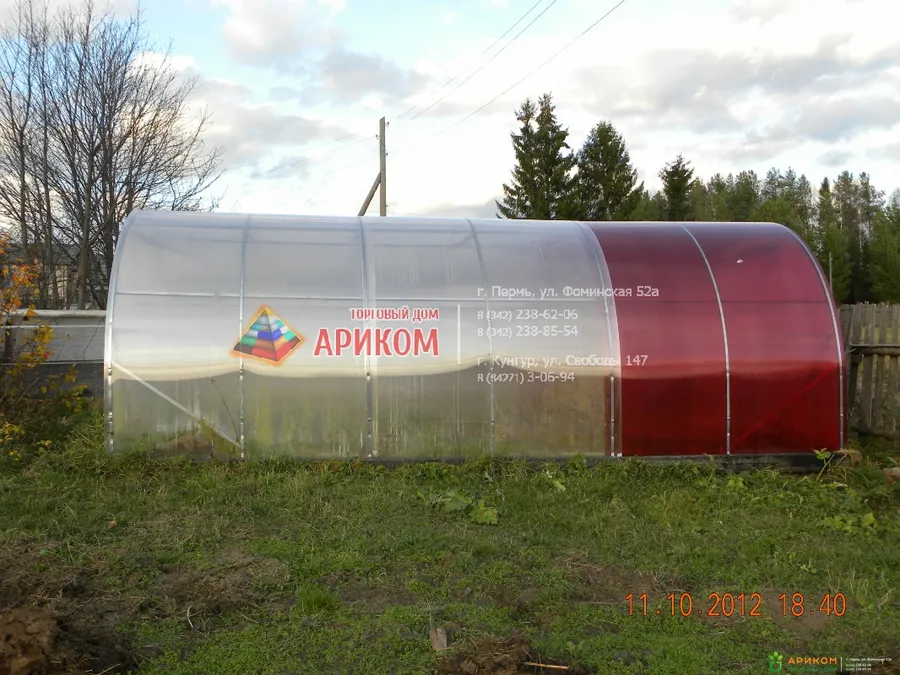 Теплица арочная с фрагментом красный