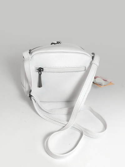 (АРТИКУЛ: 10144/2/1) СУМКА ЖЕНСКАЯ МАЛЕНЬКАЯ, НАТУРАЛЬНАЯ КОЖА, БЕЛАЯ, ДВА ОТДЕЛЕНИЯ, С РЕМЕШКОМ ЧЕРЕЗ ПЛЕЧО *