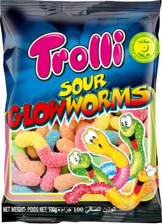 Мармелад Тролли Sour Glowworms 1кг (8 шт)
