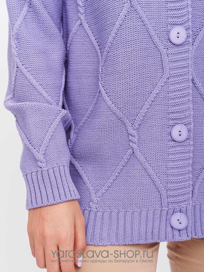 Женский вязанный жакет сиреневого цвета