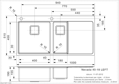 Мойка Reginox Nevada L 40x18 Left brushed