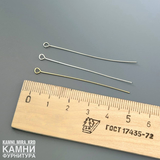 Пины тонкие ЛЮКС с петелькой, покрытие и размер в ассортименте, цена за набор